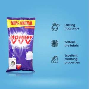Monkey 555 Wonder Wash Detergent Powder - Pack of 2 (2 * 1.5 kg)