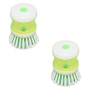 Printzkala Cleaning Brush with Soap Dispenser - Kitchen Scrub Brush for Dishes Sink Utensils and Household Cleaning Pack of 2